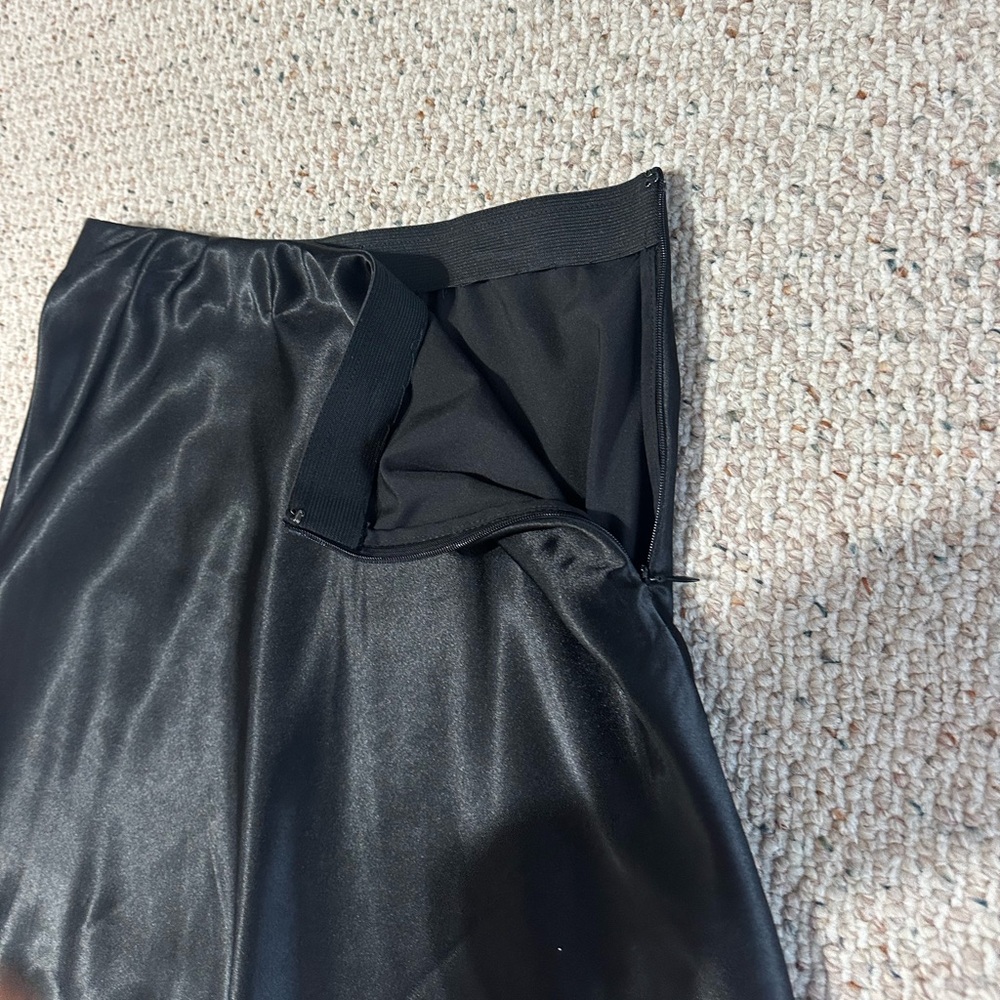 Black Satin Mini Skirt - Picture 3 of 6